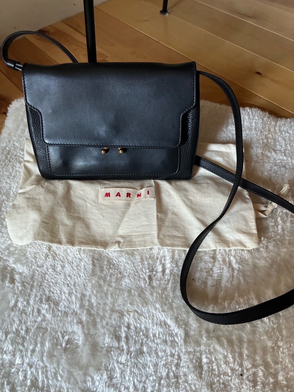 Marni Trunk Black Leather Crossbody Bag